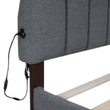 Teddy Fleece Queen Size Upholstered Platform Bed with Drawer, Gray WF309187AAE