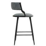 ZUN 26'' Counter height bar stools PU cover kitchen island counter bar stool with black powder coating W2215P196281