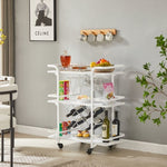 ZUN Painted Three-layer Bar Cart, With Wine Rack And Glass Holder, Suitable for Families And Small 52205153