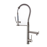 Kitchen Faucet with Pull Down Sprayer Brushed Nickel Stainless Steel Single Handle Kitchen Sink W1932124165