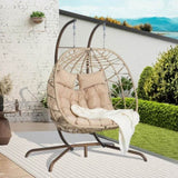 ZUN 2 Person Outdoor Rattan Hanging Chair Patio Wicker Egg Chair W874P146263