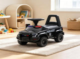 Black Police Truck Kids Sliding Car Push Ride On with Working PA System, Horn, Under-Seat Storage 06609334
