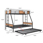 ZUN Metal Twin over Full Bunk Bed with Trundle/ Heavy-duty Sturdy Metal/ Noise Reduced/ Safety 24920841