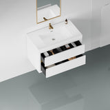 36" Wall-Mounted Bathroom Vanity with Sink, Floating Bathroom Storage Cabinet with Stone Resin W1573P211173