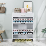 ZUN Shoe Storage Cabinet for Entryway, Free Standing Shoe Organizer with 2 Flip Drawers, Hidden Shoe 63092686