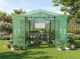8*12ft Plastic Sprayed Iron Pipe PE Mesh Foldable Greenhouse Shed Green 81805436