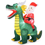 6.7ft Inflatable Santa Riding Dinosaur - 5 Bright LED Lights 210T Polyester Outdoor Xmas Decor 60814590