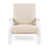 Patio Lounge Chair, Outdoor Club Chair with Beige Cushion and White Acacia Wood Frame N779P291591W