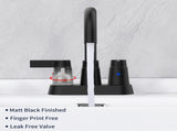 Bathroom Faucet Matte Black 2-Handle Bathroom Sink Faucet 360 Degree High Arc Swivel Spout Centerset 95754936