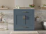 24" Bathroom Vanity with Integrated Ceramic Sink, Bathroom Cabinet with 2 Doors, 1 Tip-out Drawer, N710P341037C