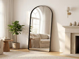 21"x64" Arched Floor Mirror Rounded Corner Full Length Mirror with Deep Frame, Black 14553805