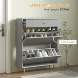 ZUN Gray shoe cabinet with adjustable shoe rack 17428289