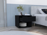 19.7" High Nightstand End Table with Open Shelf,Black B097P167408