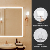 ZUN 72X36 Frame LED Bathroom Mirror with Bluetooth Speaker, Stepless Dimmable Wall Mirrors with W1550126901