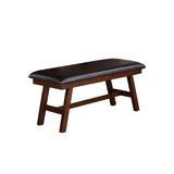 Black Faux Leathe Dining Bench, Dark Walnut SR011332
