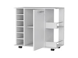 Woodland Bar Cart with Casters, Wine Rack and Open Shelf White B062111726