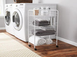 Rolling 4-Tier Metal Laundry Basket Cart, White, Adult 39300735