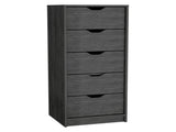 Dresser 42H" 5 Drawers Narrow Dresser, Slim Storage Chest of Drawers, Bedroom, Smokey Oak B097P167438