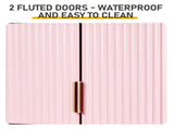 Pink 3-Tier Double-Door Bathroom Wall Cabinet with Melamine-Faced MDF and Slatted Design 19173669