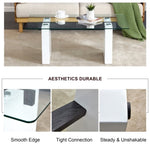 ZUN Modern minimalist transparent tempered glass coffee table , paired with white MDF decorative W1151P152768