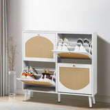 2 rows of 4 dump buckets with high-leg arched rattan shoe cabinet, particle board plastic rattan, 94024581