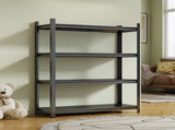 4-Tier Height-Adjustable Metal Storage Rack, Vertical Organizer, 63" H 45.27" W 17.7" D, Black, 59503642