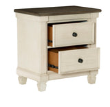Transitional Rustic Style 1pc Nightstand of 2x Drawers Antique White and Rosy Brown Bedroom B011P243642