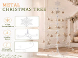 6ft White PVC Metal Artificial Christmas with Snowflake Topper, No Extra Ornaments, Daily Decor 13875563