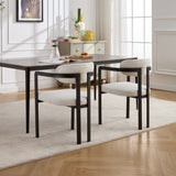 Modern Dining Room Chairs Set of 2, Mid-Century Upholstered Boucle Kitchen Dining Chairs with Black W3244P337430