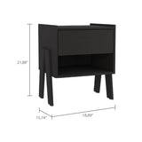 Joy Nightstand , End Table, Side Table Four Legs, One Open Shelf, One Drawer -Black B20091917