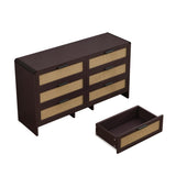 51.18'' Arc Shaped Corner Rattan Cabinet, 6-Drawers Rattan Storage Cabinet Rattan Drawer, for Living W757P242781