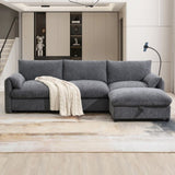 96.5'' Chenille Sectional Sofa with Storage Ottoman and Pockets,Adjustable Phone Holder,Wide,4 61135243