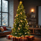 7.5 FT Artificial Christmas Tree with DIY 400 Warm White LED Lights, Hinged Xmas Pine Tree with Tree 54573229