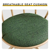 2 Pcs Green Burlap Swivel Bar Stools with Khaki Powder-Coated Metal Legs 79166749