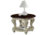 22'' Two Tone Round End Table,Solid Wood Sofa Side Table with Shelf,Living Room Corner Table Easy 69231316