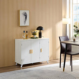 ideboard with wavy texture buffet cabinet, white accent cabinet with door, modern bookcase for W1705P179816