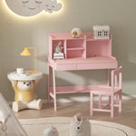 ZUN Modern classic desk, children's desk, solid wood desk, bedroom boy and girl family desk and chair W679126465