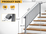 Handrails for Outdoor Steps, Iron Handrail Fits 4 Step, Transitional Handrail with Installation Kit, 20221483