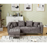 L Shaped Sectional Sofa , Convertible Storage Ottoman,Chenille ,Square W2108P191317