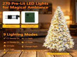 7FT Pre-Lit Snow Flocked Cypress Artificial Christmas Tree, Color Changing LED Lights 9 Modes, 33182324