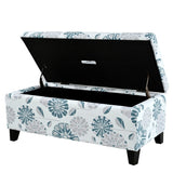 Luxury Storage Ottoman with Floral Patterned Fabric, Soft-Close Hinges, Multi-Functional Footrest & N767P257582F