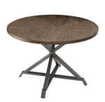 ZUN Industrial Style Round Table 1pc Burnished Brown finish and gray metal finish Rustic Style B011P199728