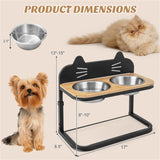 Pet Feeder with 2 Stainless Steel BowlsAdjustable Height for Cats and Small and Medium Dogs 29170036