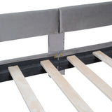 Twin Size Upholstered Daybed with Classic Stripe Shaped Headboard, Gray WF308905AAE