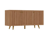 46.9" W Fluted 3-Door Sideboard Buffet Cabinet with 3 Shelves, Oak B2757P605811