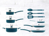 12-Piece Ceramic Nonstick Cookware Set, Aluminum Pots and Pans, Corsair Blue 48279805
