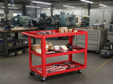 Tool Dorm Utility Service Cart, 3 Shelf 200LBS Heavy Duty Steel Rolling Utility Cart, Medium Lipped 62022600
