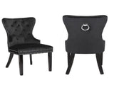 Erica 2 Piece Wood Legs Dinning Chair Finish with Velvet Fabric in Black 808857928108