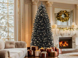 6ft Pre-Lit Artificial Pencil Christmas Tree,Hinged Artificial Slim Christmas Tree with 700 Branch 98357053