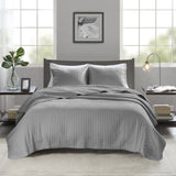 3 Piece Quilt Set Grey Full/Queen B035129038